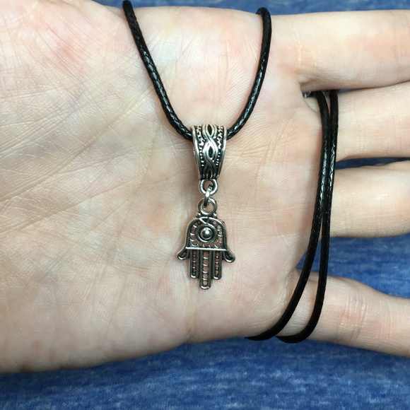 Tampa Coin Rings Jewelry - Handmade Tibetan Silver Hamsa Pendant Necklace 20"
